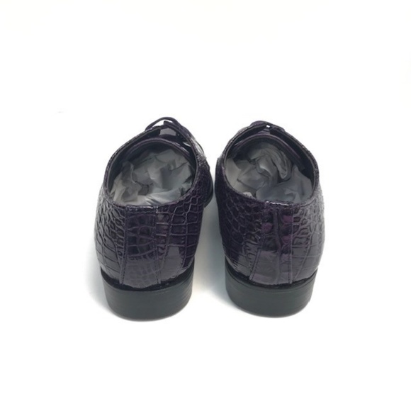 Bolano Men's Purple Oxford Dress Shoes Croc & Eel - Picture 5 of 6